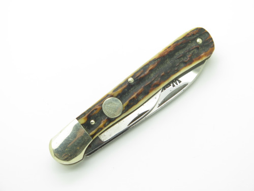 Vintage Weidmannsheil Germany Stag Folding Trick Lock Hunter Pocket Knife