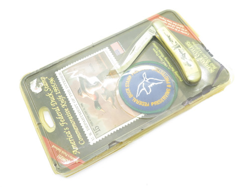 Vtg 1996 Limited Schrade USA SC503 Scrimshaw Duck Folding Linerlock Pocket Knife