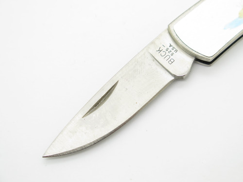 Vintage 1992 Buck 525 Raccoon Stainless Handle Folding Lockback Pocket Knife