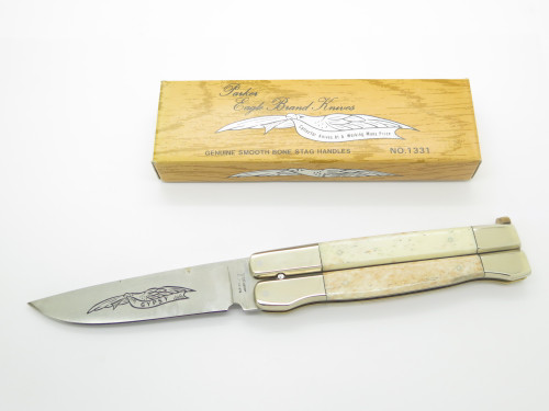 Vintage 1980s Parker Gypsy Seki Japan 4.875" Bone Handle Folding Balisong Butterfly Knife