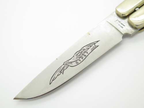 Vintage 1980s Parker Gypsy Seki Japan 4.875" Bone Handle Folding Balisong Butterfly Knife
