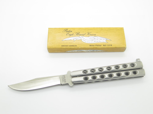 Vintage 1980s Parker Custom Series Seki Japan 4.875" Stainless Handle Folding Balisong Butterfly Knife