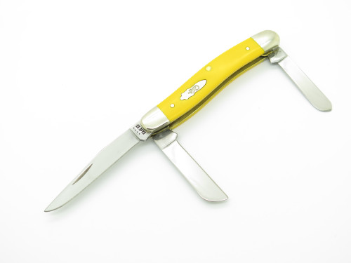 2022 Case XX 4318 Stainless Stockman Yellow Delrin Handle Folding Pocket Knife