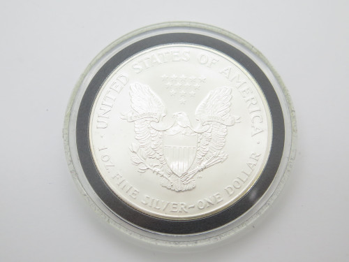 Vintage 1994 Case XX Folding Trapper Knife with Genuine 1995 Silver Eagle Dollar