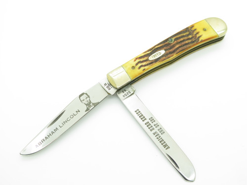Vtg 1985 Case XX 5254 Trapper Abraham Lincoln Commemorative Folding Pocket Knife