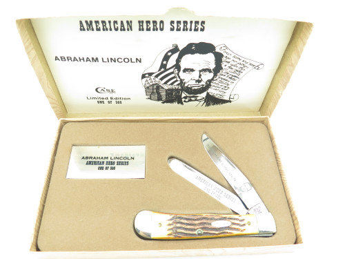 Vtg 1985 Case XX 5254 Trapper Abraham Lincoln Commemorative Folding Pocket Knife