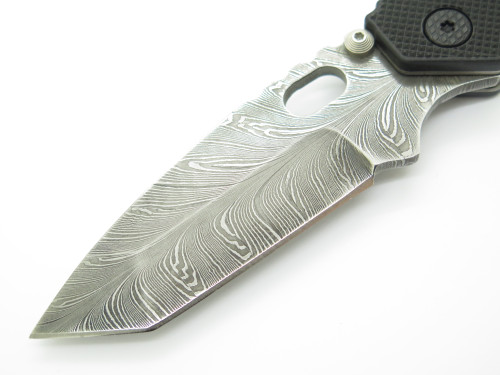 Customized Buck 889 Strider Feather Damascus Tanto Folding Pocket Knife