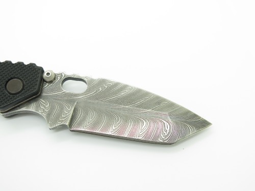 Customized Buck 889 Strider Feather Pattern Damascus Tanto Folding Pocket Knife