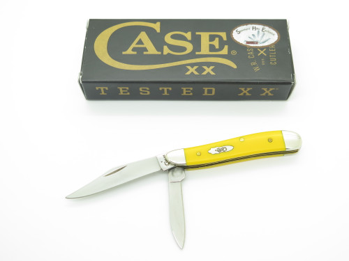 2018 Case XX 4220 Peanut Yellow Handle Stainless Blade Folding Pocket Jack Knife