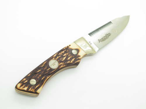 Vintage Remington R6 USA Stag Delrin Handle Fixed Blade Hunting Survival Knife