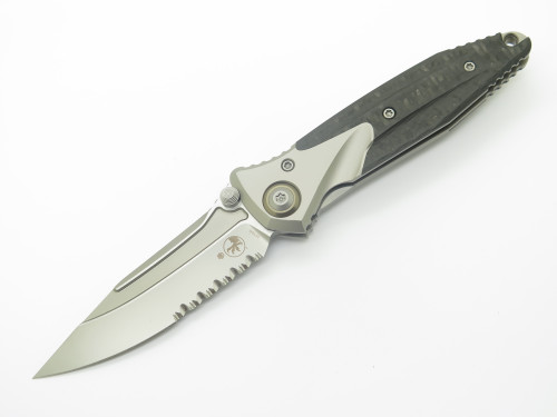 Microtech Socom Bravo Mini 260M-8 Titanium CF Serrated M390 Folding Pocket Knife