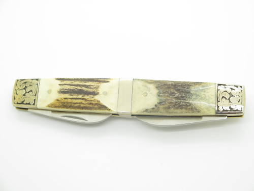 Vtg '80s United Cutlery UC427 Scrolled Whittler Stag Handle Folding Pocket Knife