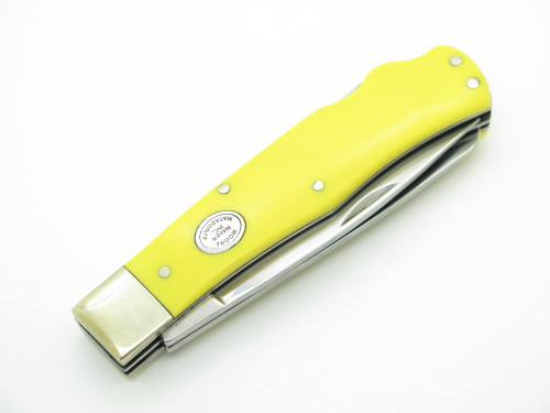 Vintage Moore Maker 3206DLB Trapper Yellow Handle Folding Pocket Knife