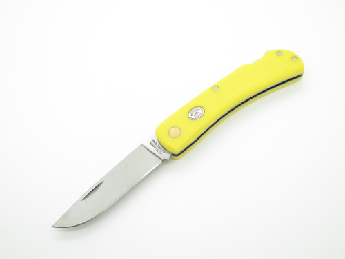 Vintage Moore Maker 3102LB USA Yellow Handle Lockback Folding Pocket Knife