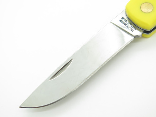 Vintage Moore Maker 3102LB USA Yellow Handle Lockback Folding Pocket Knife