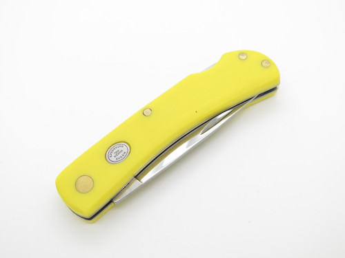 Vintage Moore Maker 3102LB USA Yellow Handle Lockback Folding Pocket Knife