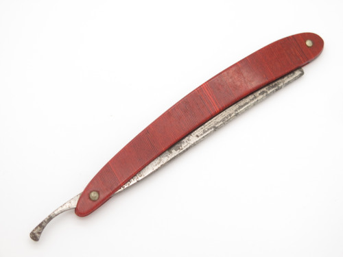 Vintage Sheffeild England Red Synthetic Handle Straight Razor Knife