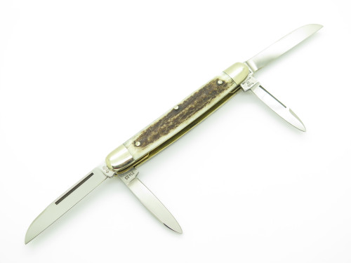 Vtg Bertram Hen & Rooster Congress Solingen Germany Stag Folding Pocket Knife