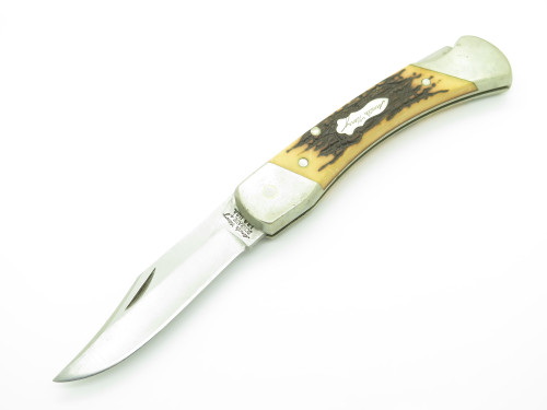 Vintage Schrade USA Uncle Henry LB-8 Stag Delrin Folding Hunter Lockback Knife