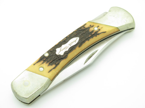 Vintage Schrade USA Uncle Henry LB-8 Stag Delrin Folding Hunter Lockback Knife