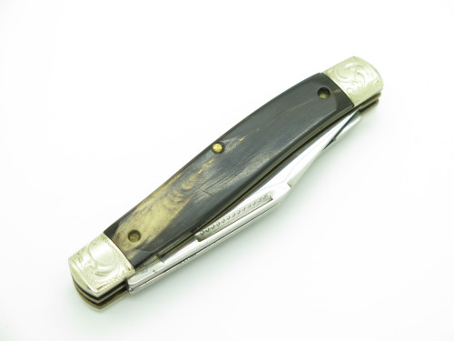 Vintage Rap Cutlery Colonial USA Custom Buffalo Horn Handle Folding Pocket Knife