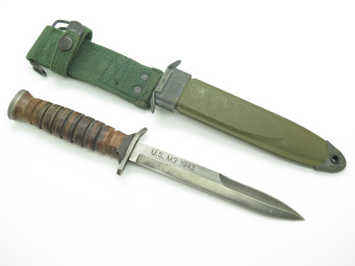Vintage US M3 1943 Reproduction Marines Fixed Blade Fighting Knife M8A1 Scabbard