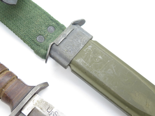 Vintage US M3 1943 Reproduction Marine Fixed Blade Fighting Knife M8A1 Scabbard