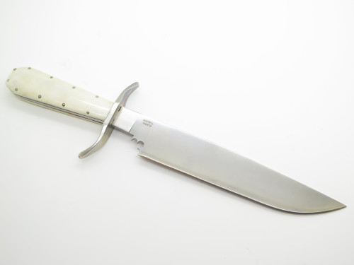 Custom Russell Knives Mountain Man Bowie Bone Handle Fixed Blade Hunting Knife