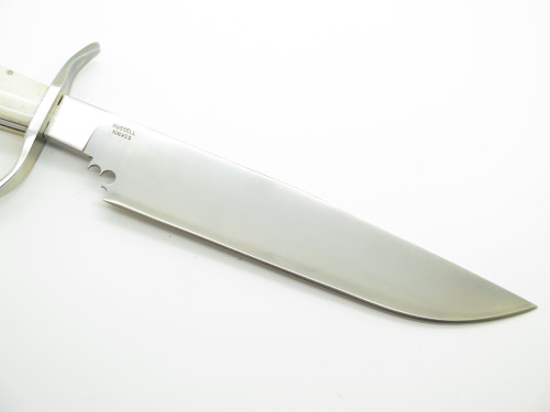 Custom Russell Knives Mountain Man Bowie Bone Handle Fixed Blade Hunting Knife