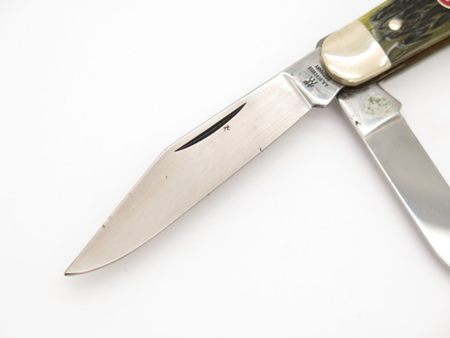 Vintage J. A. Henckels Solingen Germany Stockman Green Bone Folding Pocket Knife