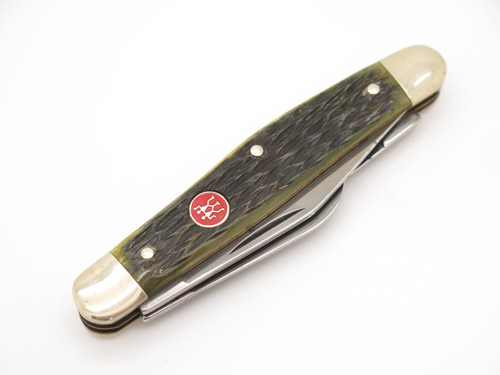 Vintage J. A. Henckels Solingen Germany Stockman Green Bone Folding Pocket Knife