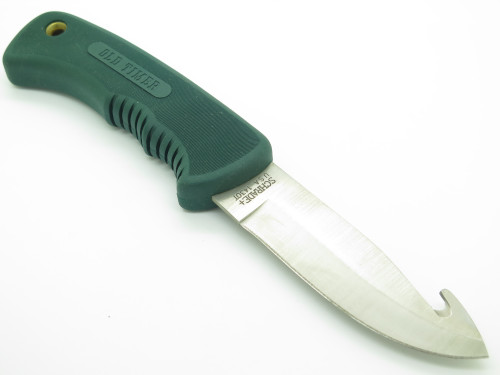 Vtg Schrade Old Timer USA 143OT Green Handle Fixed Blade Guthook Hunting Knife