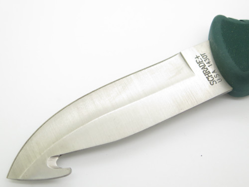 Vtg Schrade Old Timer USA 143OT Green Handle Fixed Blade Guthook Hunting Knife