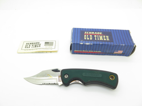 Vintage Schrade Old Timer 430T USA Green Handle Folding Linerlock Pocket Knife