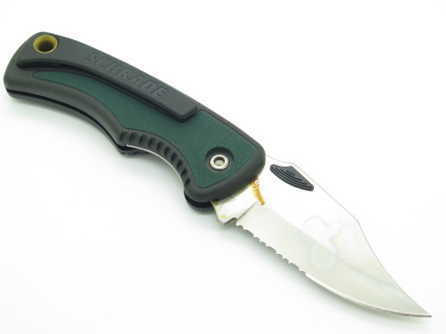 Vintage Schrade Old Timer 430T USA Green Handle Folding Linerlock Pocket Knife