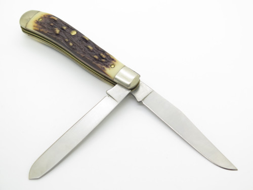 Vintage Schrade Uncle Henry 285UH USA Trapper Stag Delrin Folding Pocket Knife