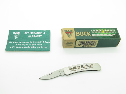 2000 Buck 525 USA Stainless Handle Folding Lockback Pocket Advertising Knife