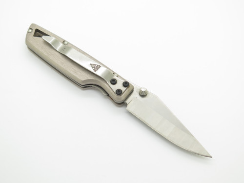 2003 Buck USA 170T Lightning Silver Handle Folding Linerlock Pocket Knife