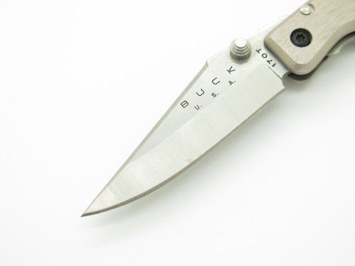 2003 Buck USA 170T Lightning Silver Handle Folding Linerlock Pocket Knife