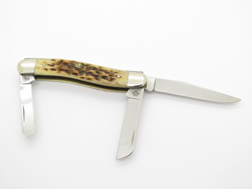 2006 Case XX USA 6318 Stockman Jigged Amber Bone Folding Pocket Knife