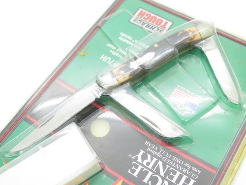 Vtg Schrade USA Uncle Henry 897UH Stag Stockman Folding Pocket Knife & Stone