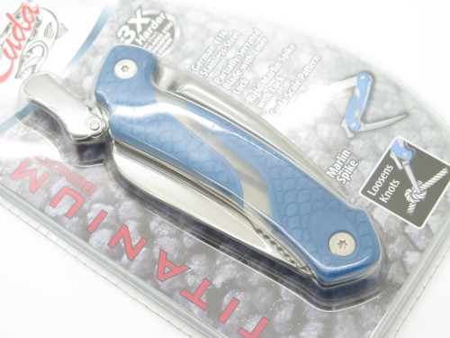 Cuda Blue Handle Marlin Spike Sailor Rigging Folding Pocket Knife