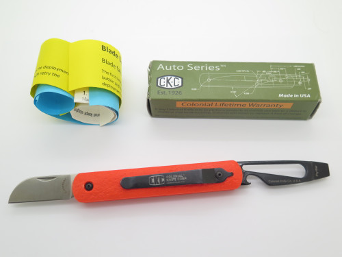 Colonial Knife Corp. USA Orange Handle Black Bld. Escape Multi Tool Pocket Knife