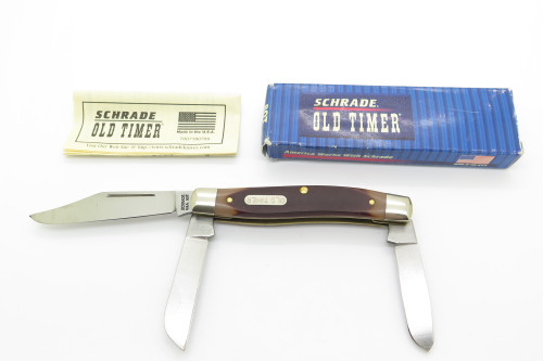 Vintage Schrade USA 8OT Old Timer Delrin Handle Stockman Folding Pocket Knife