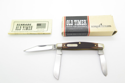 Vtg 1980s Schrade 34OT USA Old Timer Stockman Folding 3 Blade Pocket Knife