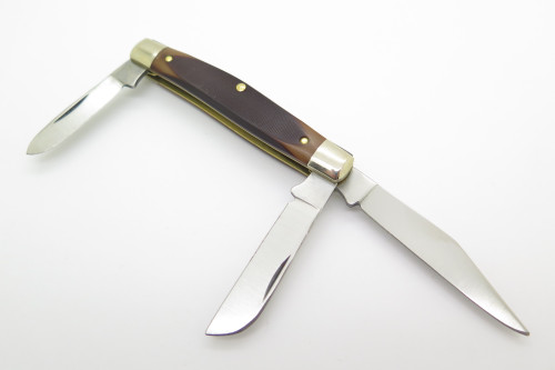 Vtg 1980s Schrade 34OT USA Old Timer Stockman Folding 3 Blade Pocket Knife