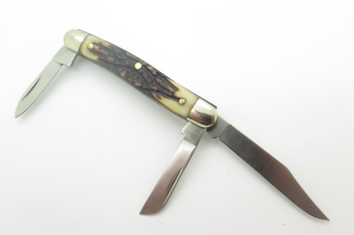 Vintage Schrade Old Timer USA 807UH Delrin Handle Stockman Folding Pocket Knife