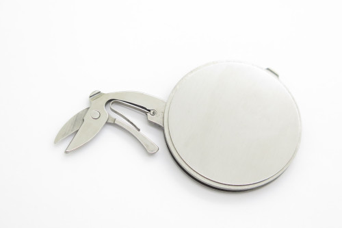 G Sakai (Engravable or Blank) Round Coin Metal Folding Pocket Knife Multi Tool