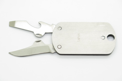 G Sakai Seki Japan Military ID Dog Tag Multi Tool Folding Pocket Neck Knife