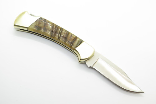Custom '08 Buck 112 Ranger Ram Horn 3 Dot Limited Folding Hunter Lockback Knife